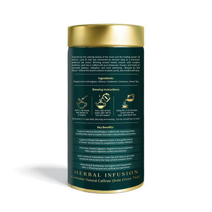 Lune & Leaf Cleanse & Slim Herbal Tea | Lunar Detox | Peppermint, Lemongrass, Hibiscus, Cardamom | Tin box 50g |