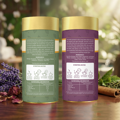 Freshokit Lung Detox Tea + Daily Detox Tea Combo | Herbal Wellness Tea with Green Tea, Tulsi, Mulethi, Ginger, Turmeric & Moringa | Natural Cleansing & Antioxidant Support | 100% Herba