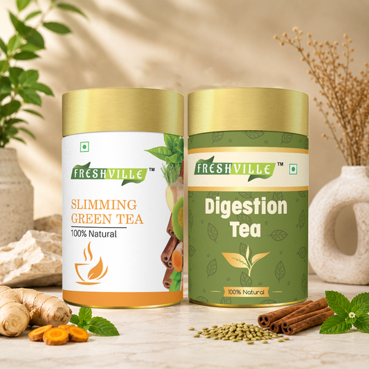 Freshville Herbal Wellness Tea Duo | Premium Green Tea Blend | Daily Wellness Herbal Tea Combo | Loose Leaf Tea