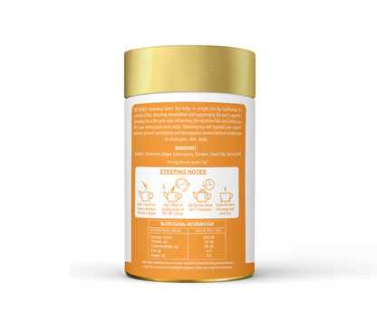 Freshville Slimming Green Tea | Burn Fat Easily with Herbs Garcinia, Cinnamon, Ginger, Lemongrass, Turmeric, Green tea, Senna leaf , 50gm