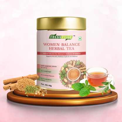 பெண்கள் சமநிலை மூலிகை தேநீர் | PCOS PCOD ஆதரவு | ஹார்மோன் நல்வாழ்வு | 60 கப் | மூலிகை தேநீர் டின்